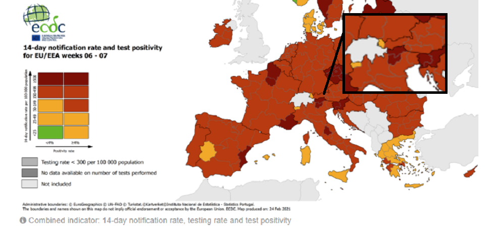 Coronavirus, l’Ue conferma la zona “rosso scuro”, cresce l’incidenza del Trentino: 575 casi positivi ogni 100.000 abitanti